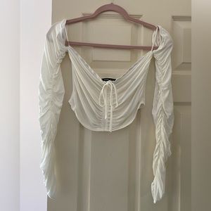 Ruched off the shoulder crop top